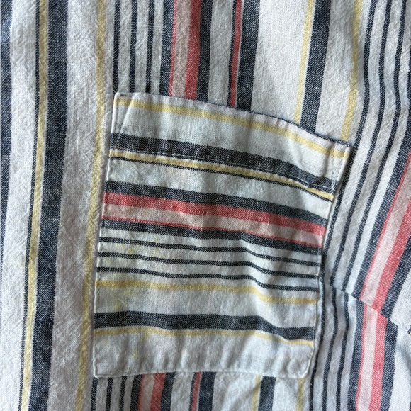 Liz Claiborne Multicolor Striped Linen short sleeved shirt top medium - Picture 3 of 7